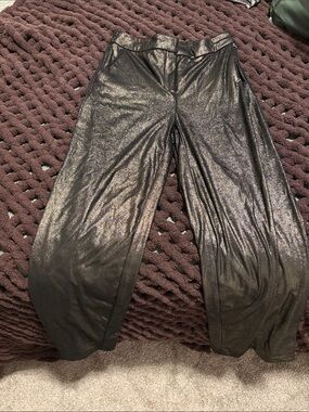 Joie Metallic Black Shimmery Wide-Leg Trousers